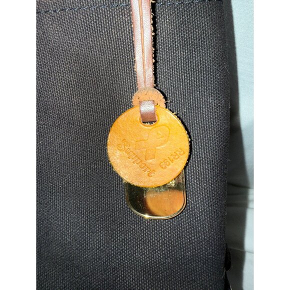 R. Riveter Black Canvas  Leather HM Tote Bag OTTO Adjustable Crossbody Strap USA - Picture 3 of 10